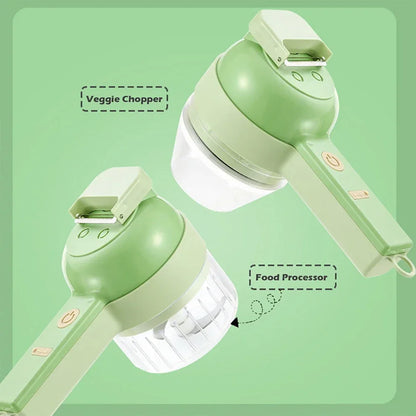 Wireless 4-in-1 Veggie Cutter, Chopper, Slicer, Brusher & Garlic Grinder