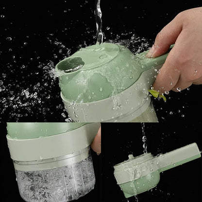 Wireless 4-in-1 Veggie Cutter, Chopper, Slicer, Brusher & Garlic Grinder